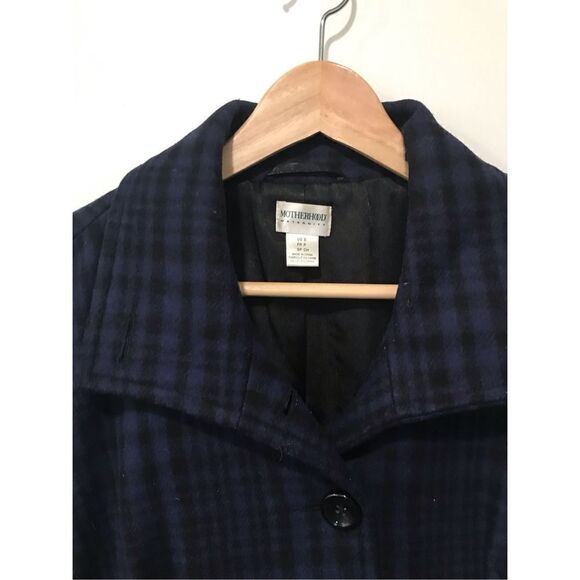 Motherhood Maternity Wool Blend Blue Black Plaid Peacoat Small - Picture 9 of 14
